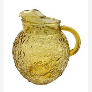 Vintage 1960s Anchor Hocking Lido Milano Amber Honey Ball Pitcher 96 oz